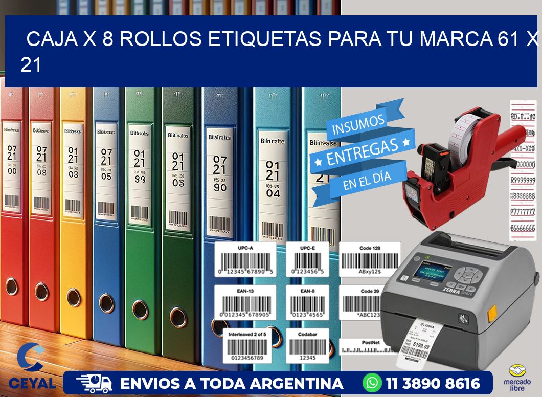 Caja X 8 Rollos Etiquetas para tu marca 61 x 21