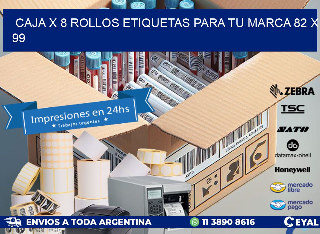 Caja X 8 Rollos Etiquetas para tu marca 82 x 99