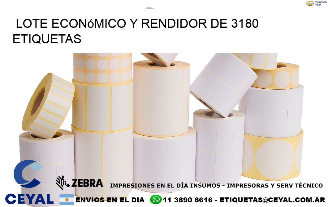 Lote económico y rendidor de 3180 etiquetas