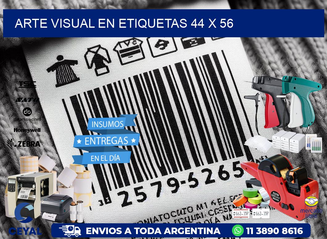 Arte visual en etiquetas 44 x 56