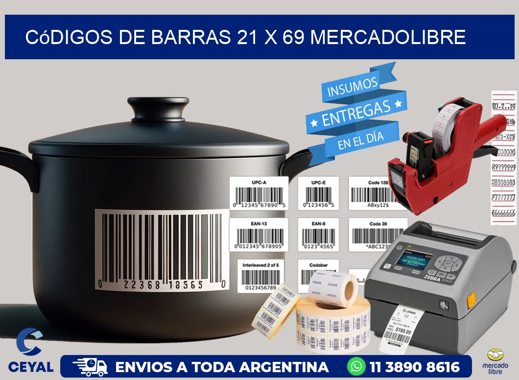 Códigos de Barras 21 x 69 MERCADOLIBRE