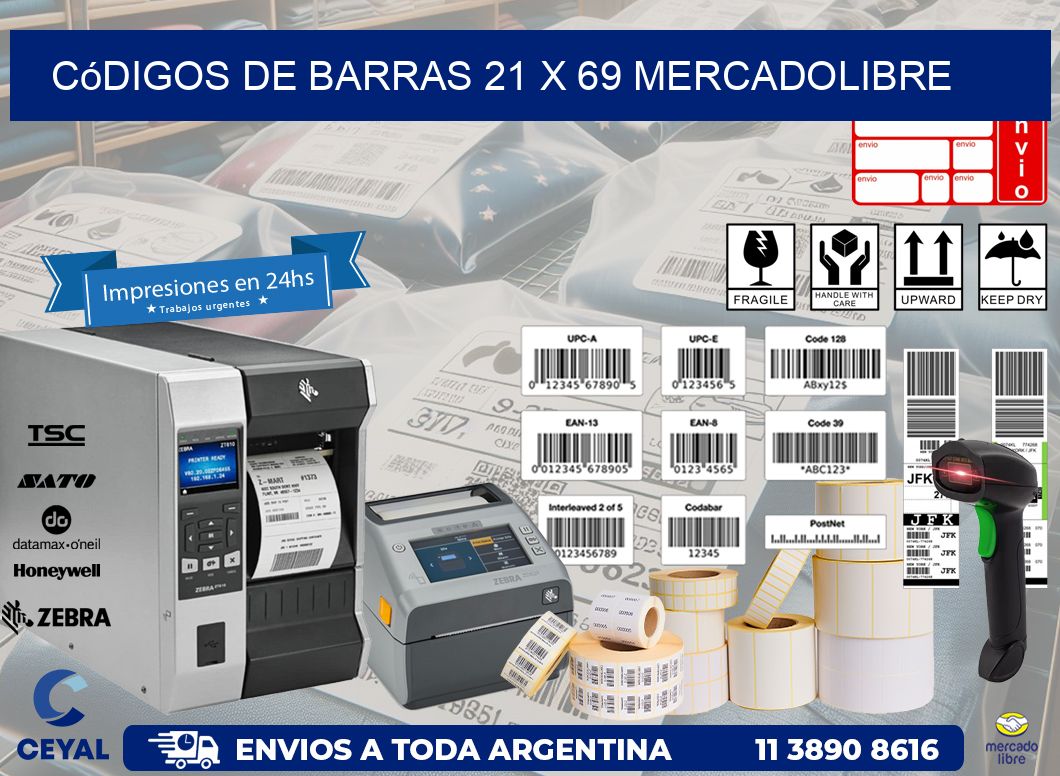 Códigos de Barras 21 x 69 MERCADOLIBRE
