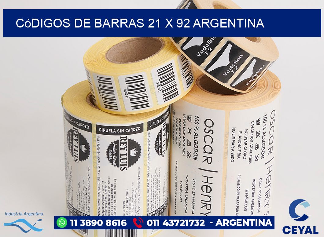 Códigos de Barras 21 x 92 argentina