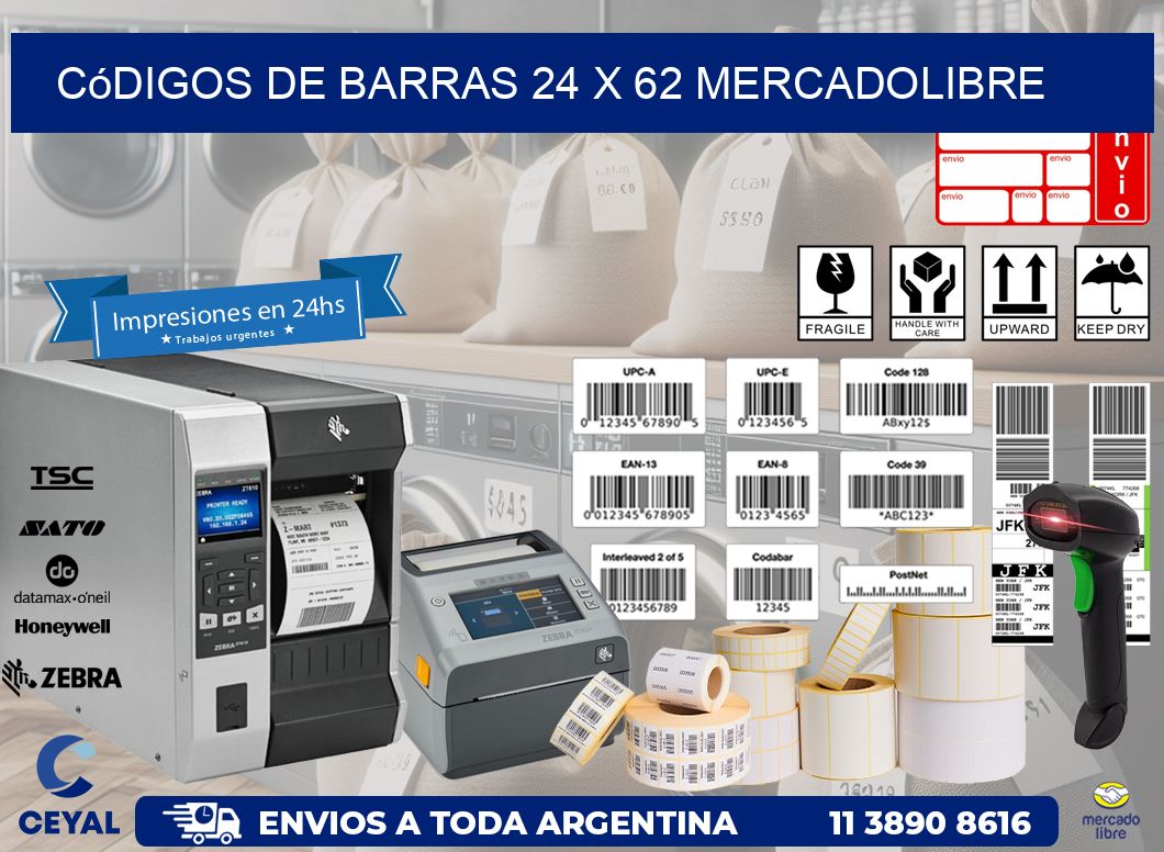 Códigos de Barras 24 x 62 MERCADOLIBRE