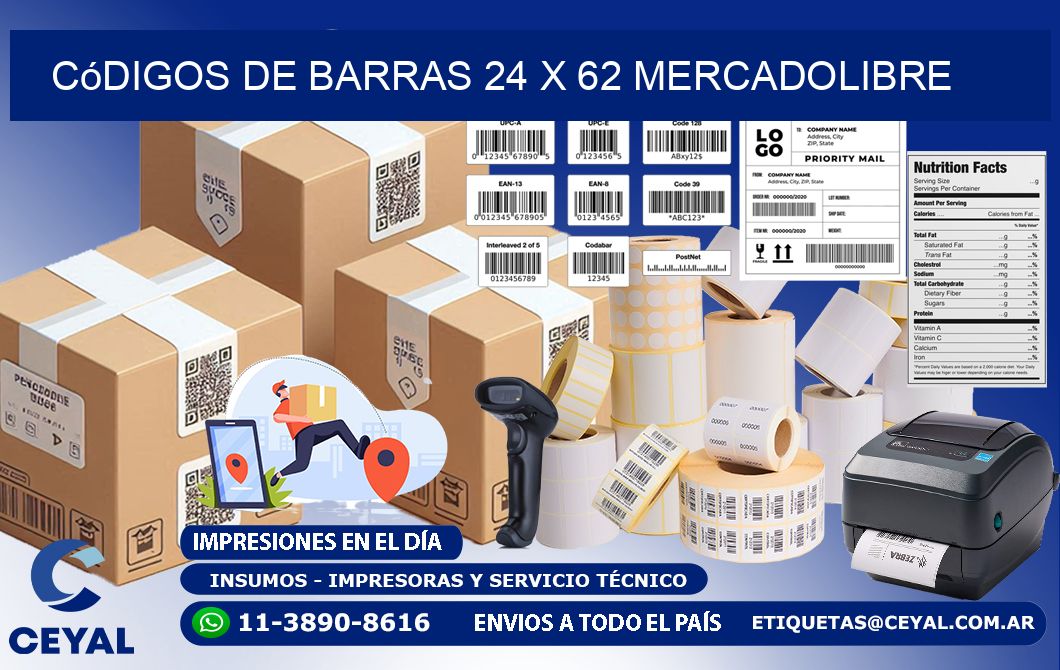 Códigos de Barras 24 x 62 MERCADOLIBRE