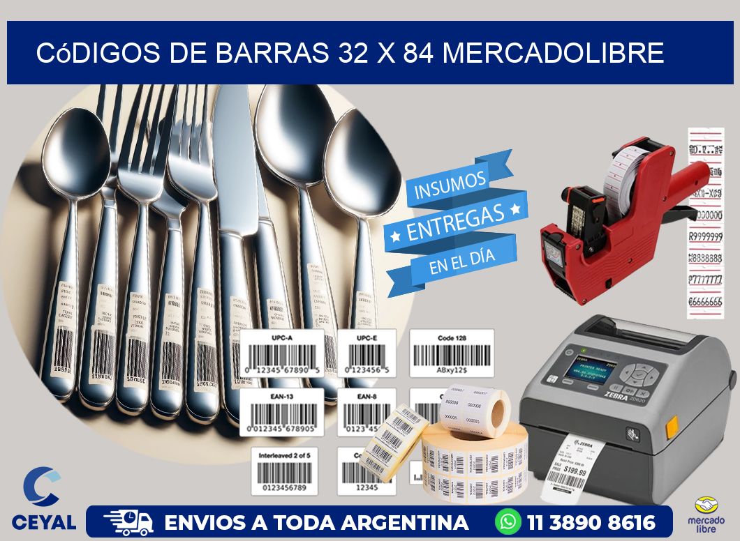 Códigos de Barras 32 x 84 MERCADOLIBRE