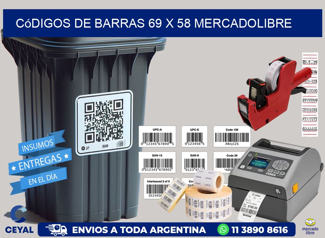 Códigos de Barras 69 x 58 MERCADOLIBRE