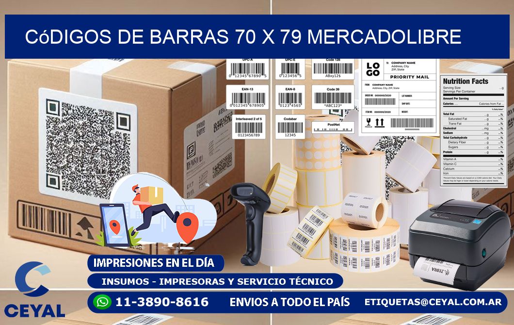 Códigos de Barras 70 x 79 MERCADOLIBRE