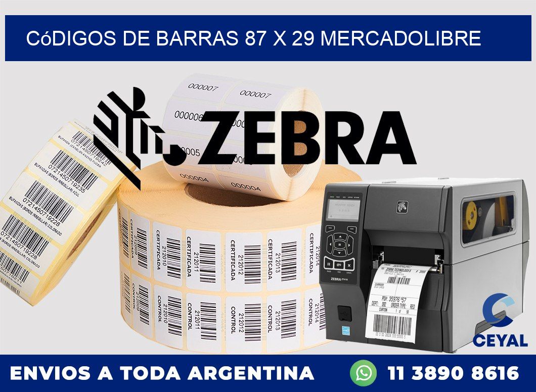 Códigos de Barras 87 x 29 MERCADOLIBRE