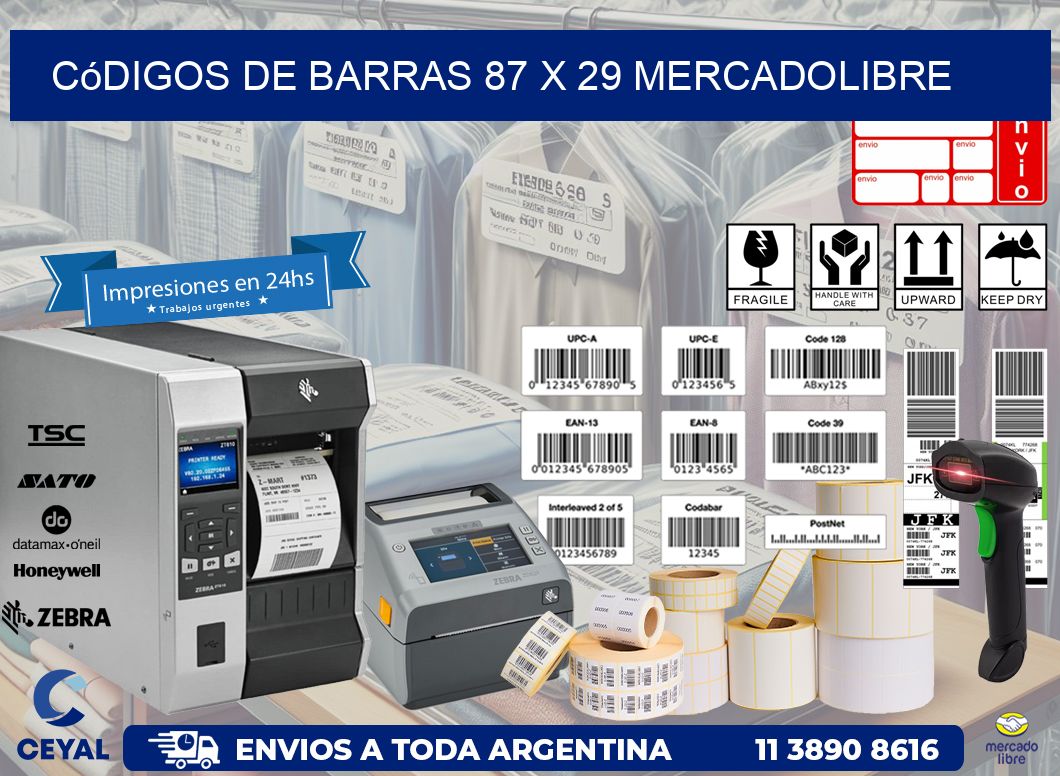 Códigos de Barras 87 x 29 MERCADOLIBRE