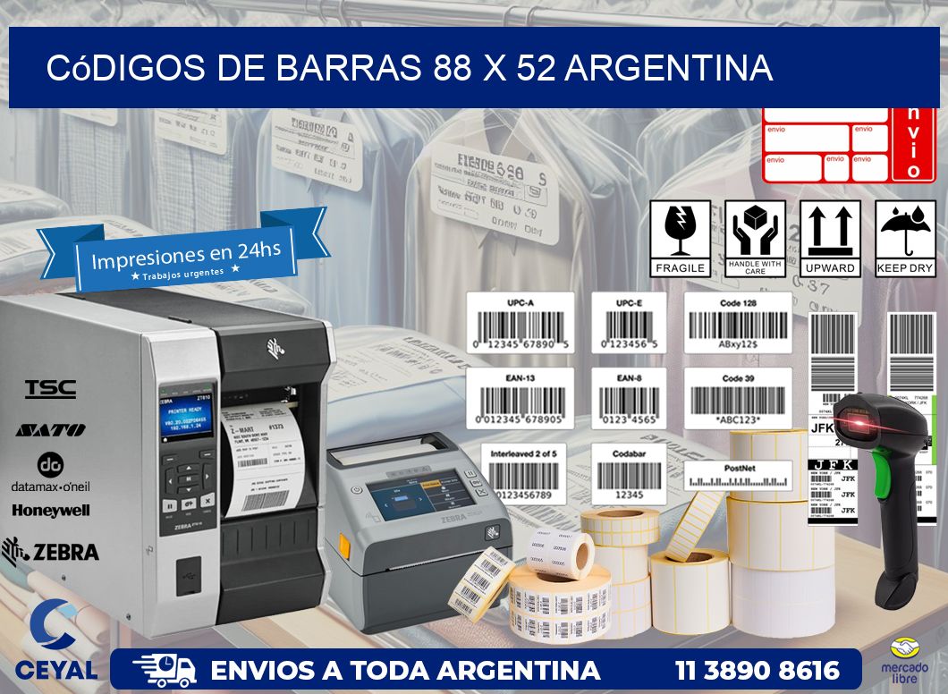 Códigos de Barras 88 x 52 argentina