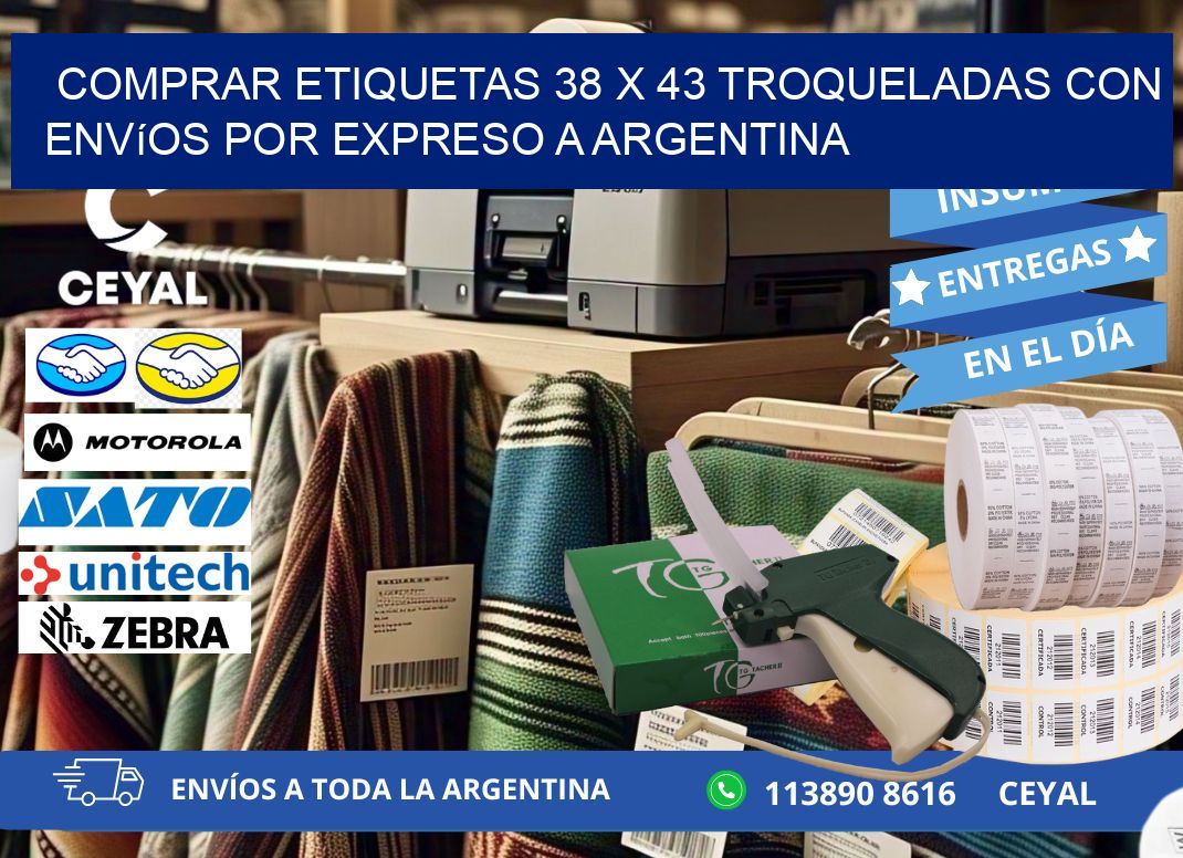 Comprar etiquetas 38 x 43 troqueladas con envíos por expreso a Argentina