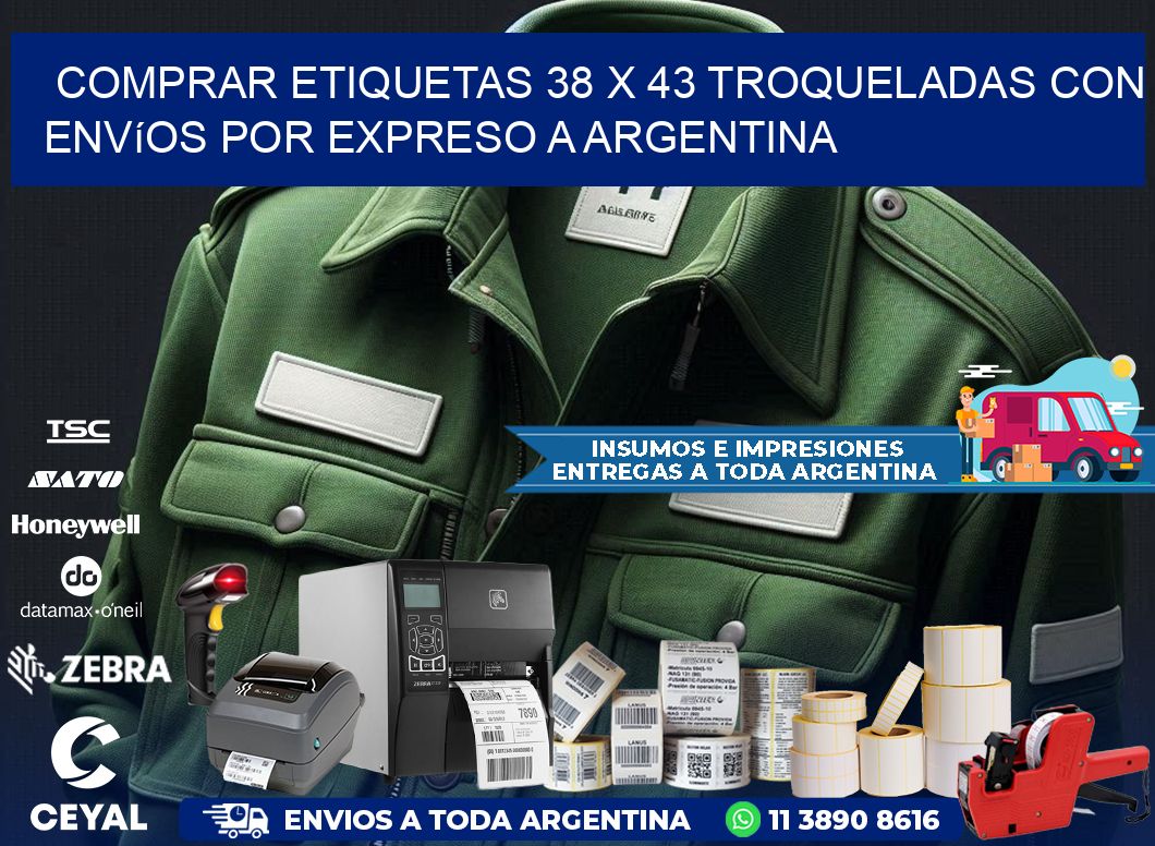 Comprar etiquetas 38 x 43 troqueladas con envíos por expreso a Argentina
