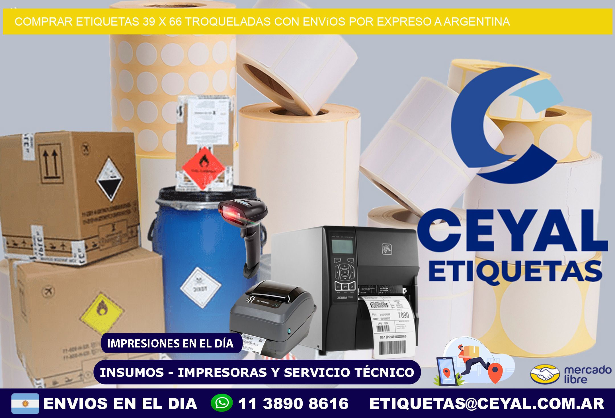 Comprar etiquetas 39 x 66 troqueladas con envíos por expreso a Argentina