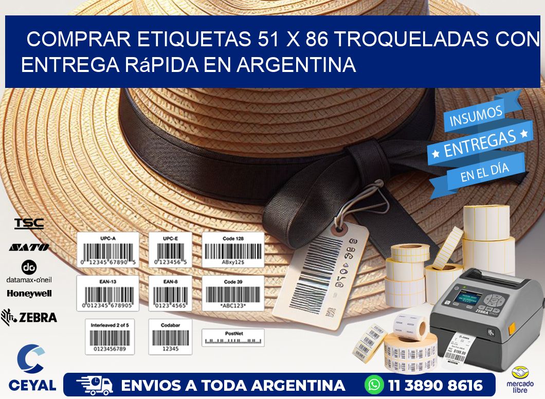 Comprar etiquetas 51 x 86 troqueladas con entrega rápida en Argentina