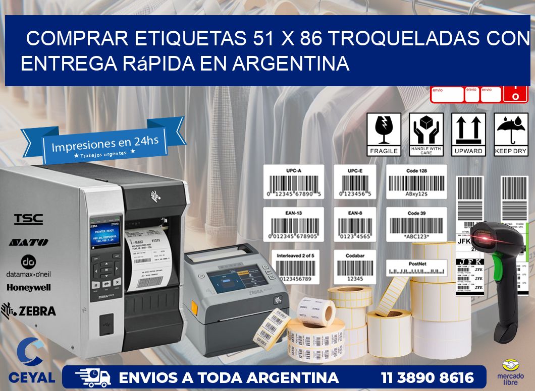 Comprar etiquetas 51 x 86 troqueladas con entrega rápida en Argentina
