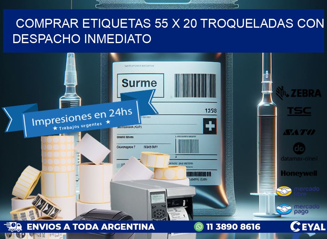 Comprar etiquetas 55 x 20 troqueladas con despacho inmediato