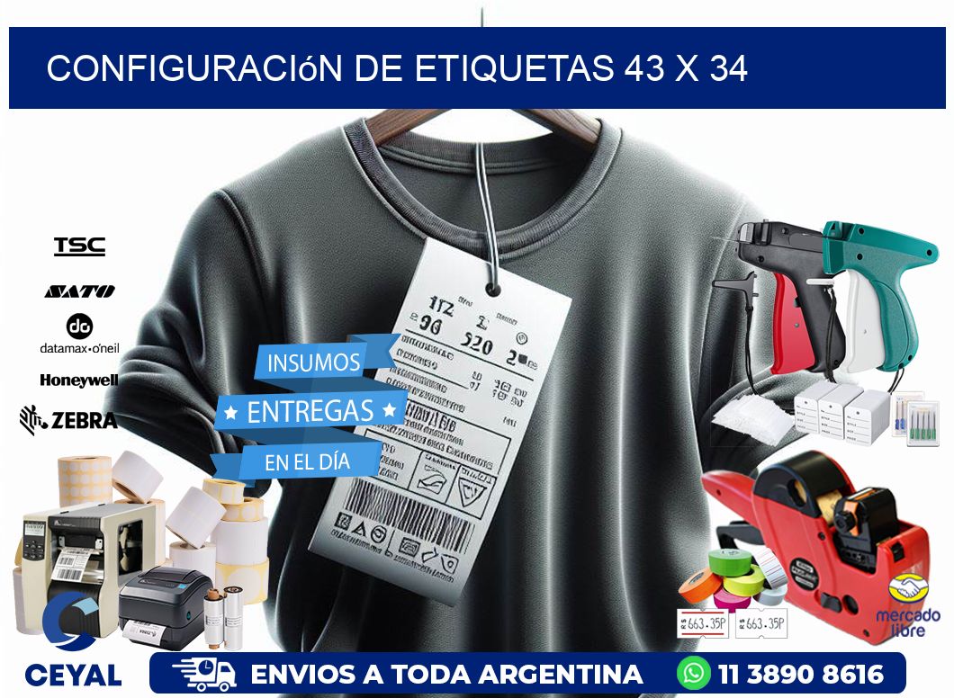 Configuración de etiquetas 43 x 34