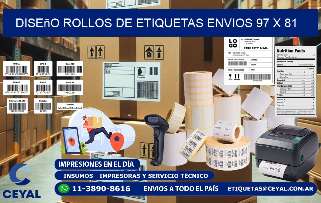 Diseño ROLLOS DE ETIQUETAS ENVIOS 97 x 81