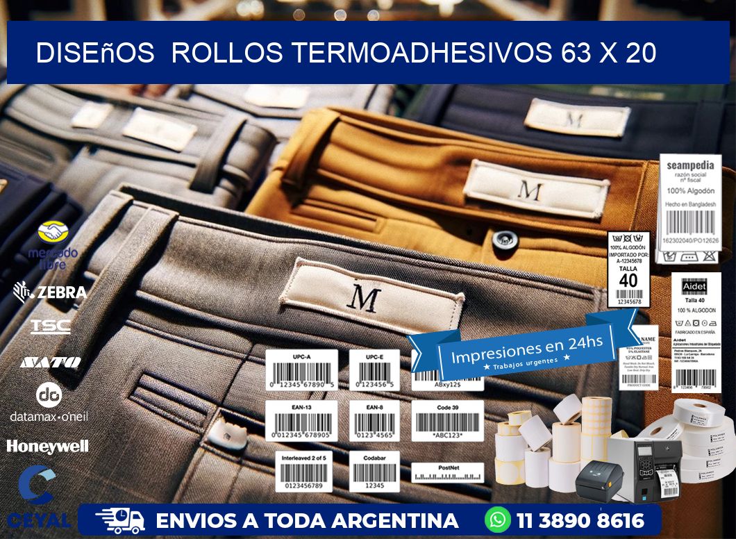 Diseños  ROLLOS TERMOADHESIVOS 63 x 20