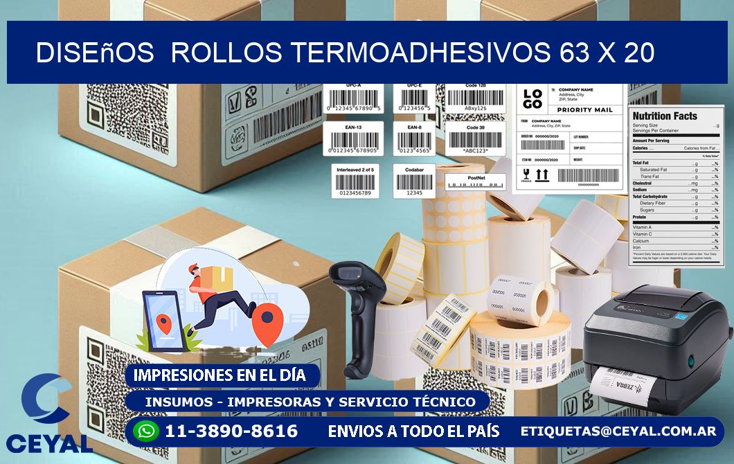 Diseños  ROLLOS TERMOADHESIVOS 63 x 20