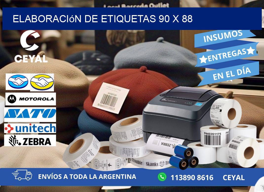 Elaboración de etiquetas 90 x 88