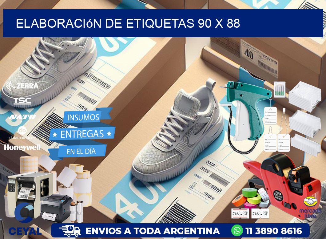Elaboración de etiquetas 90 x 88