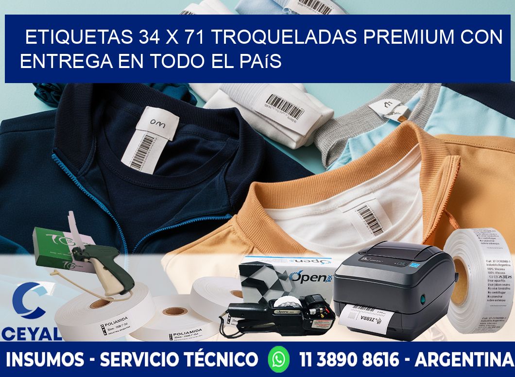 Etiquetas 34 x 71 troqueladas premium con entrega en todo el país