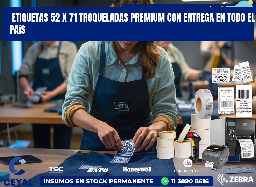 Etiquetas 52 x 71 troqueladas premium con entrega en todo el país