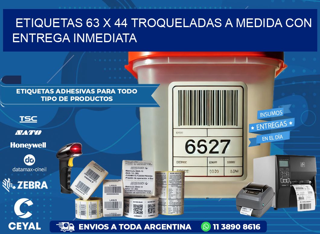 Etiquetas 63 x 44 troqueladas a medida con entrega inmediata