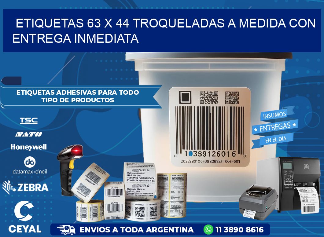Etiquetas 63 x 44 troqueladas a medida con entrega inmediata