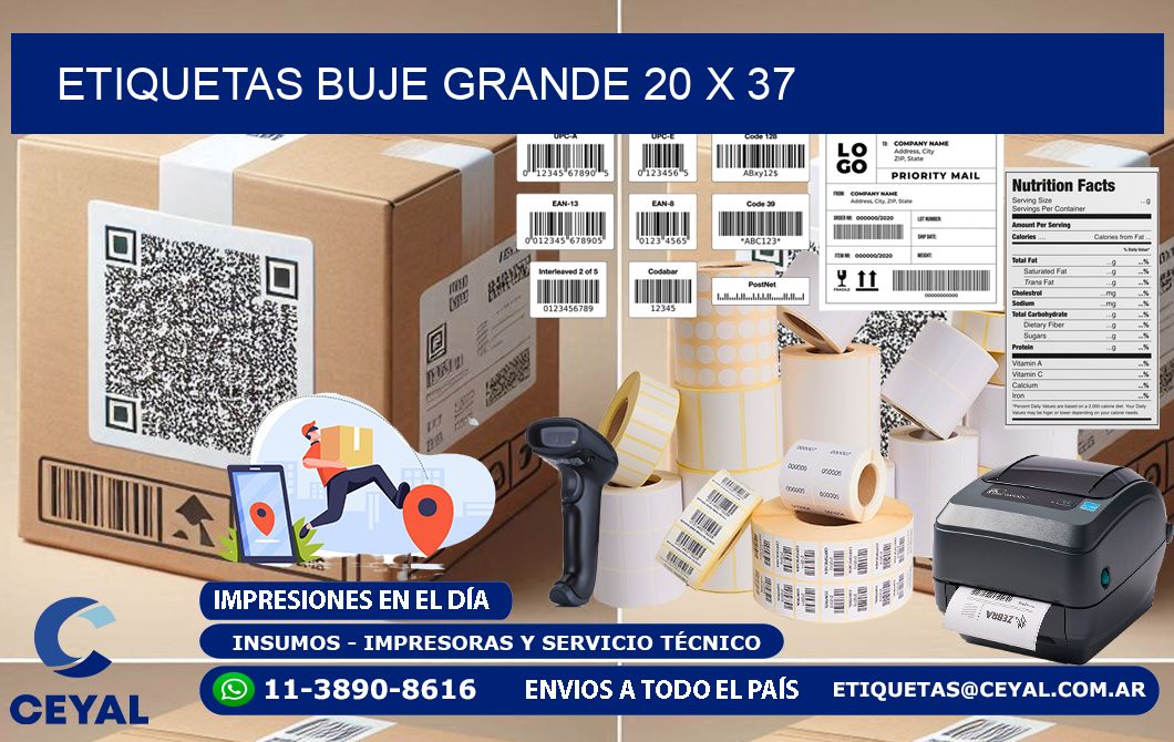 Etiquetas buje grande 20 x 37