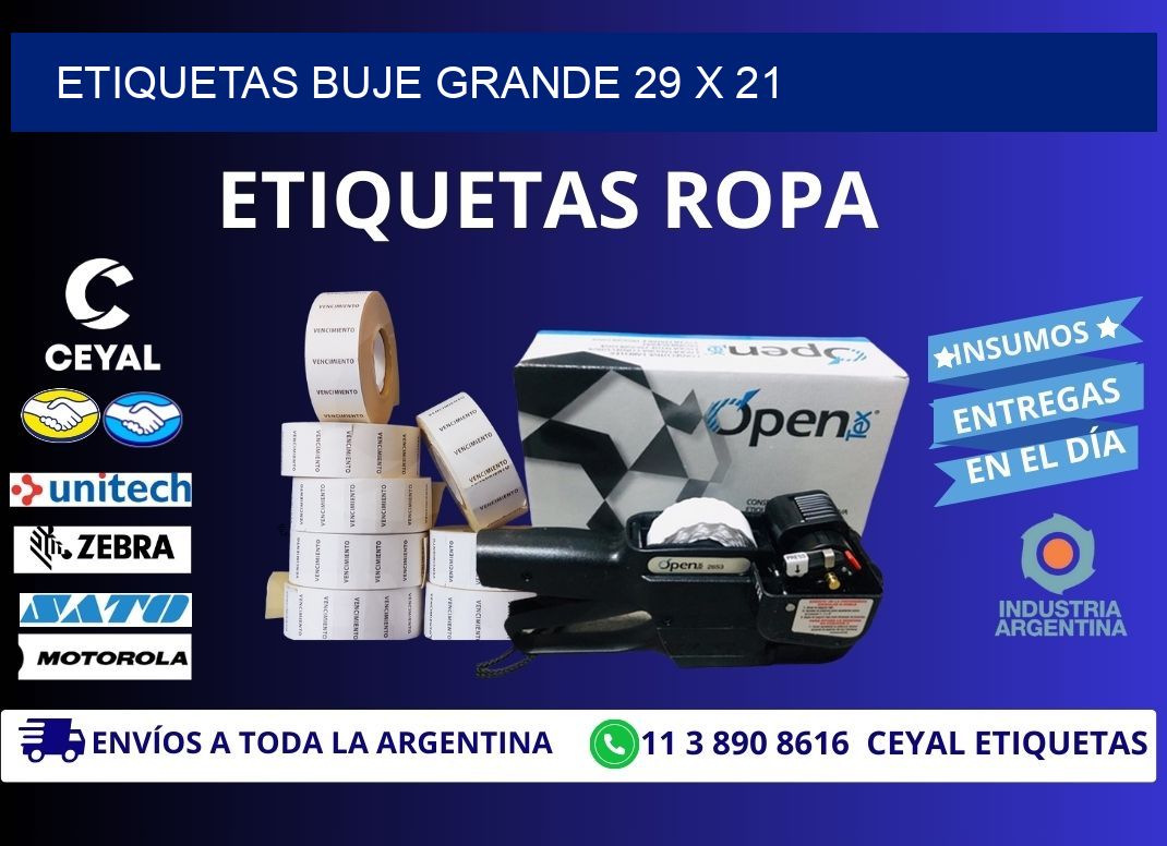 Etiquetas buje grande 29 x 21