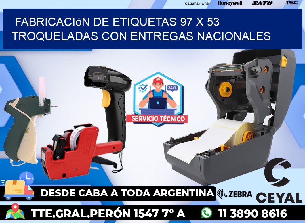 Fabricación de etiquetas 97 x 53 troqueladas con entregas nacionales