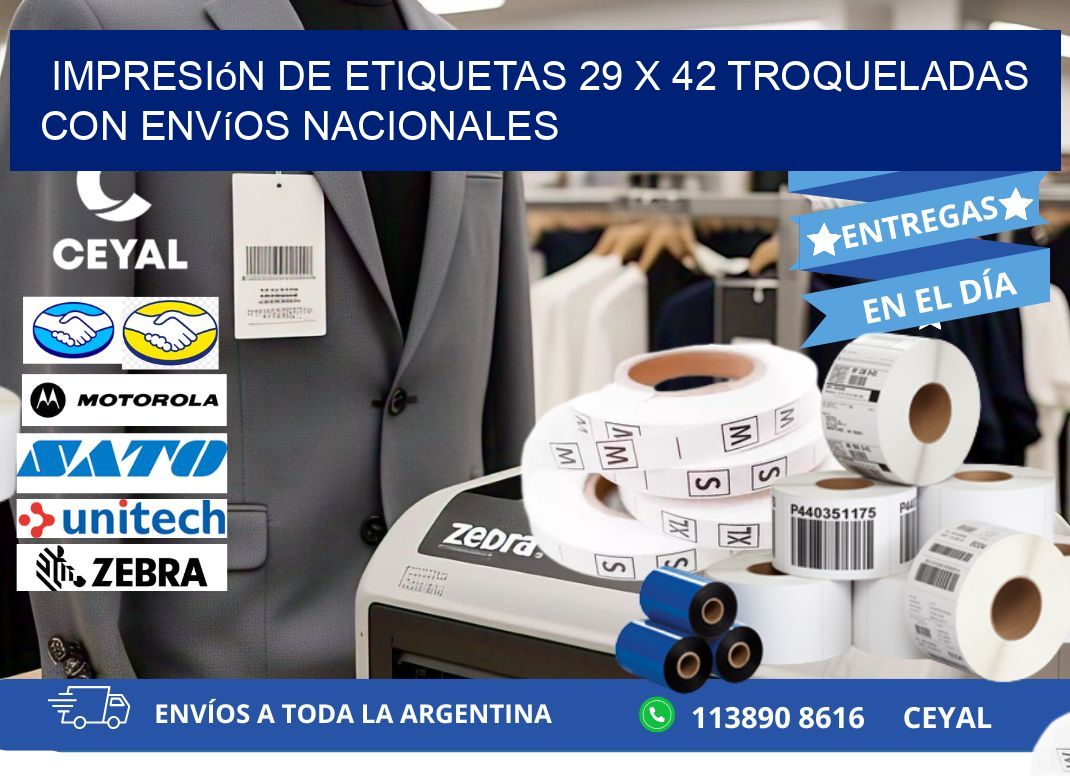 Impresión de etiquetas 29 x 42 troqueladas con envíos nacionales