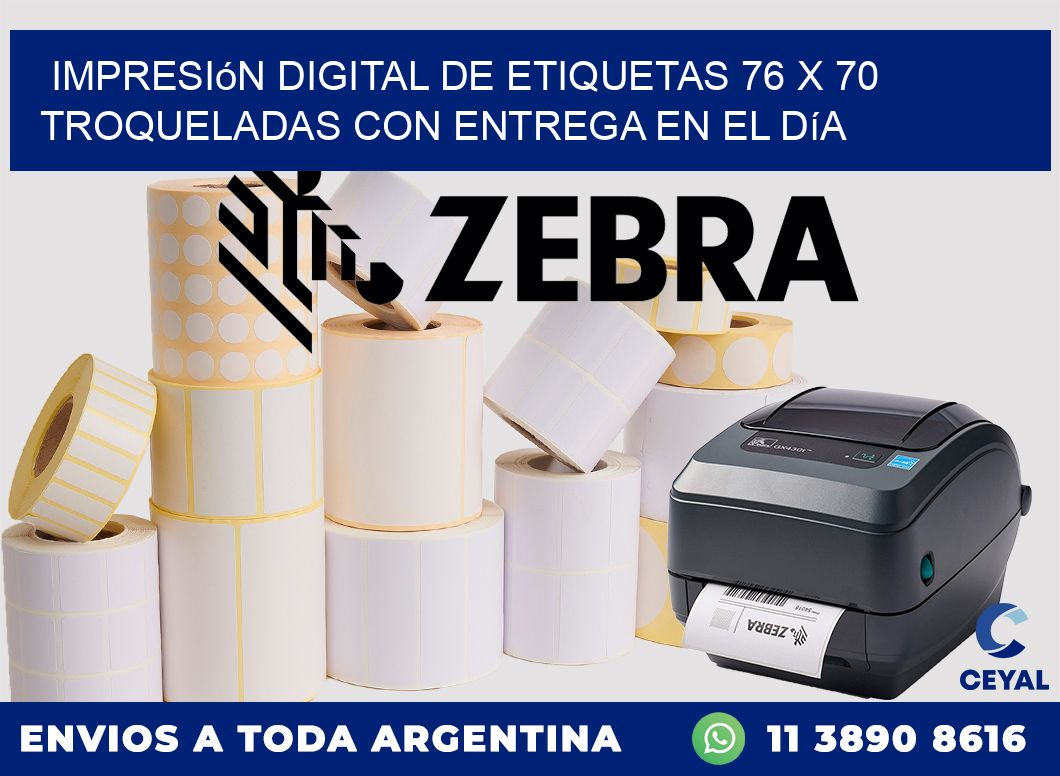 Impresión digital de etiquetas 76 x 70 troqueladas con entrega en el día