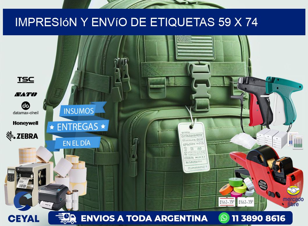 Impresión y envío de etiquetas 59 x 74