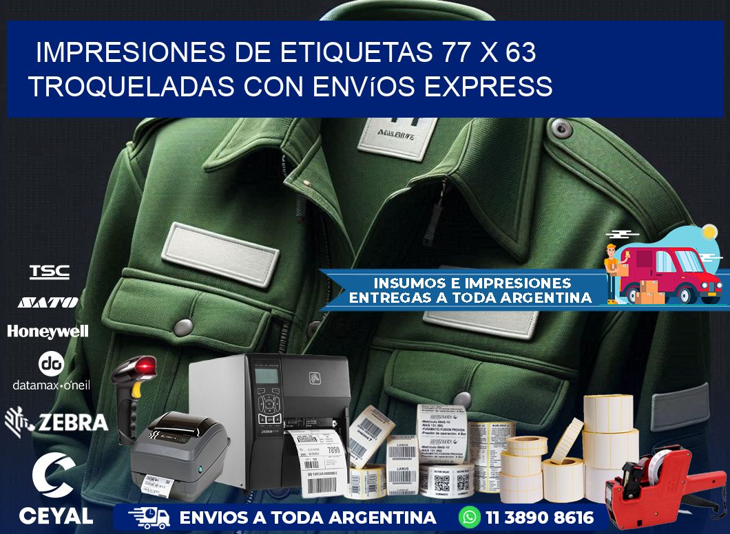 Impresiones de etiquetas 77 x 63 troqueladas con envíos express