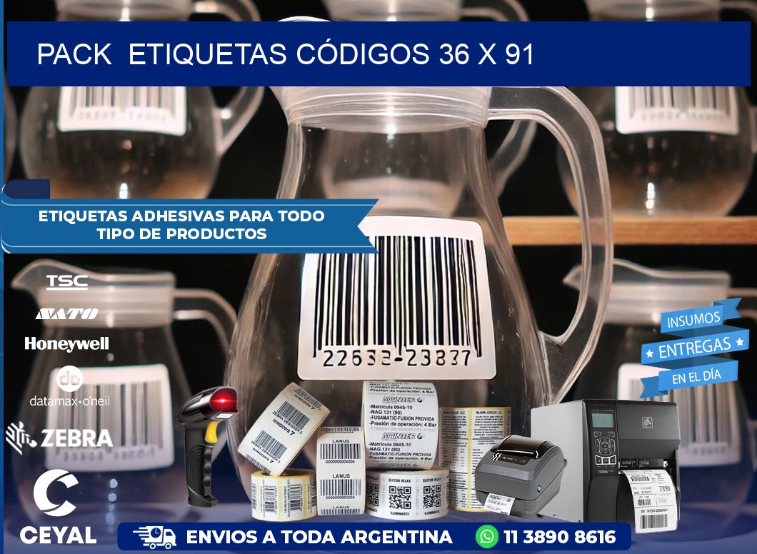 Pack  ETIQUETAS CÓDIGOS 36 x 91