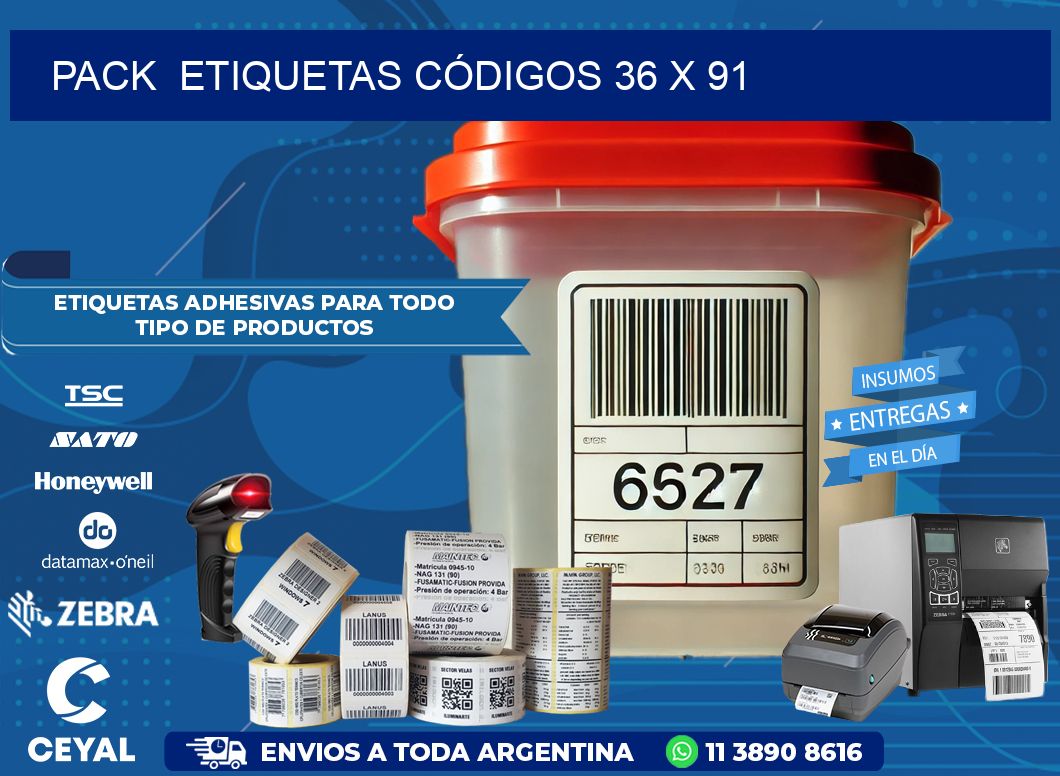 Pack  ETIQUETAS CÓDIGOS 36 x 91