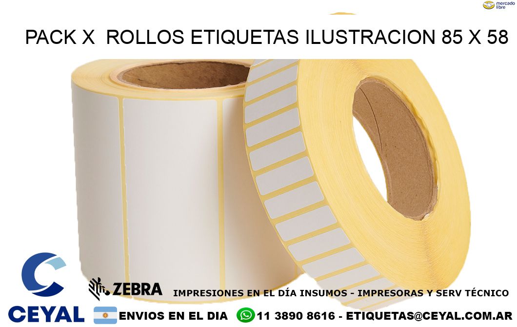 Pack X  Rollos Etiquetas Ilustracion 85 x 58