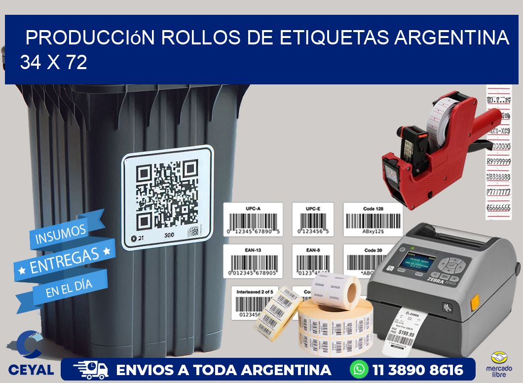 Producción ROLLOS DE ETIQUETAS ARGENTINA 34 x 72