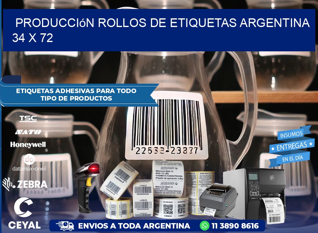 Producción ROLLOS DE ETIQUETAS ARGENTINA 34 x 72