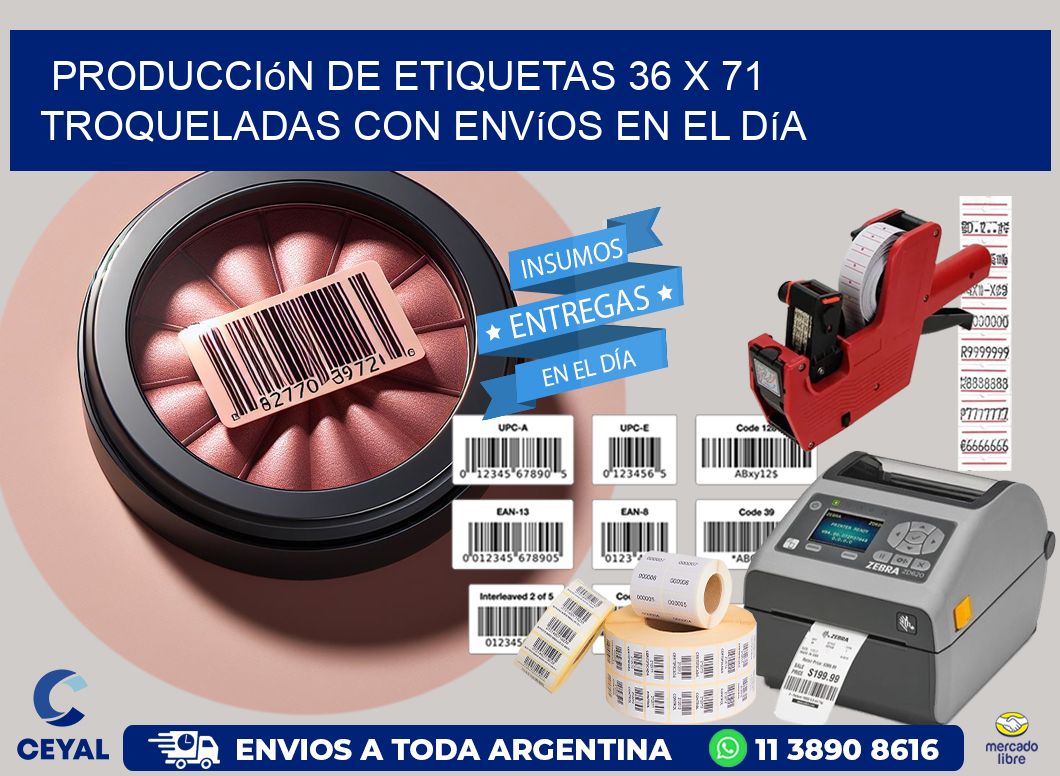 Producción de etiquetas 36 x 71 troqueladas con envíos en el día