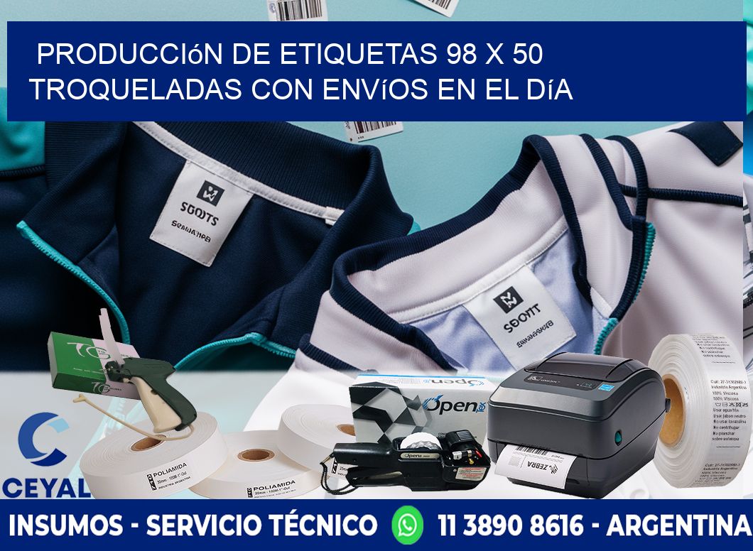 Producción de etiquetas 98 x 50 troqueladas con envíos en el día
