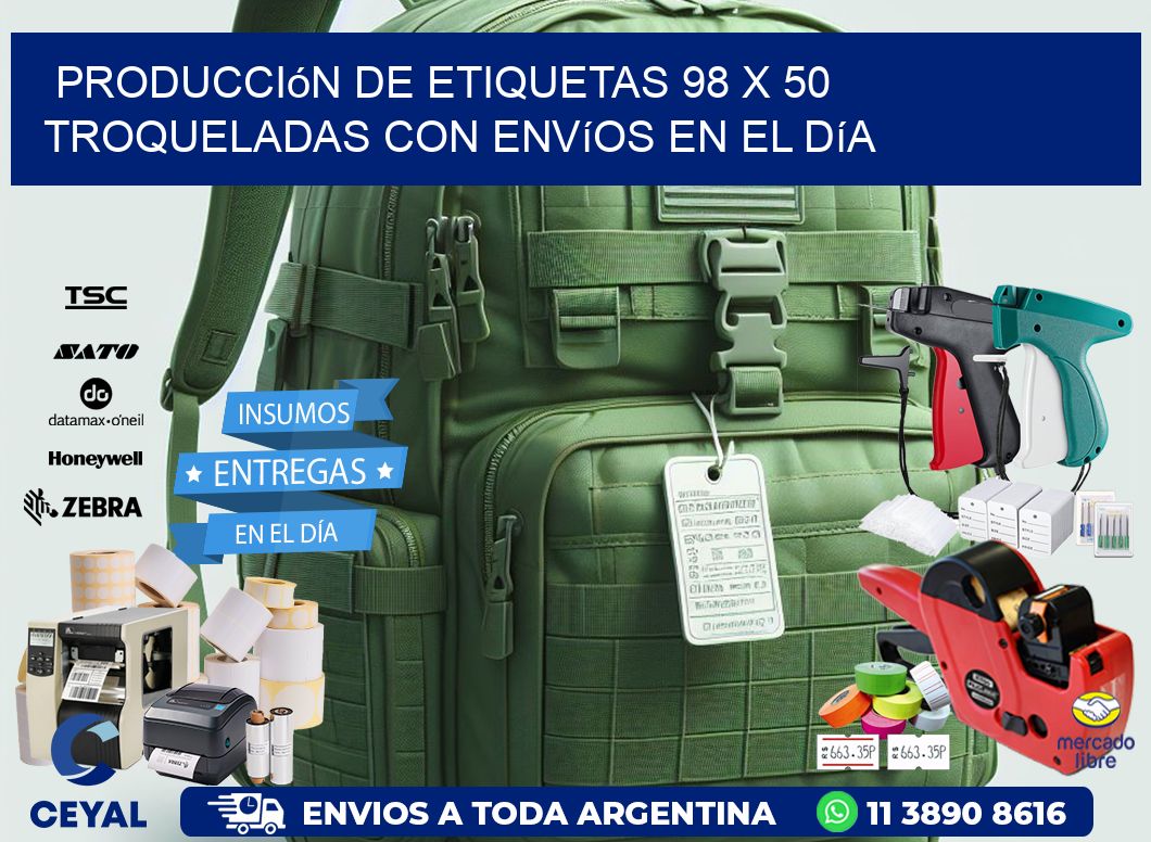 Producción de etiquetas 98 x 50 troqueladas con envíos en el día