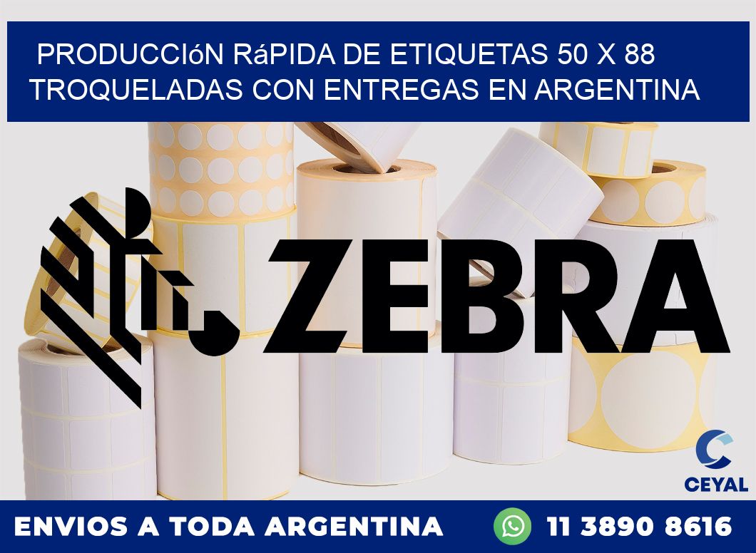Producción rápida de etiquetas 50 x 88 troqueladas con entregas en Argentina