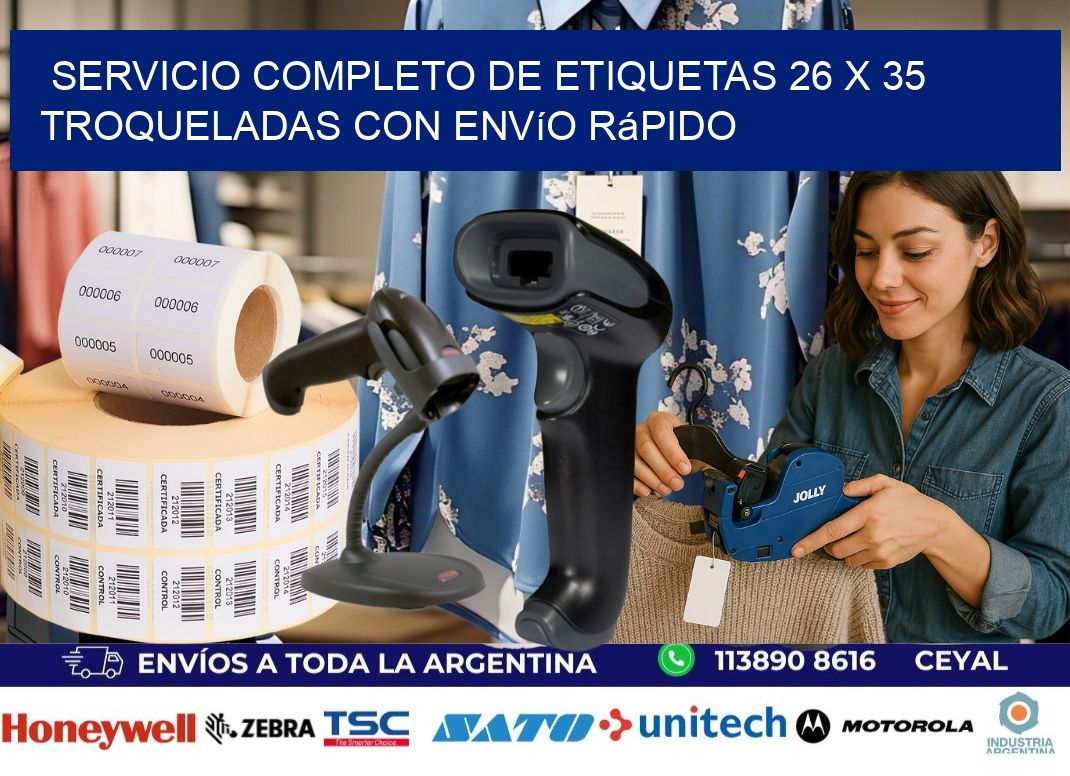 Servicio completo de etiquetas 26 x 35 troqueladas con envío rápido