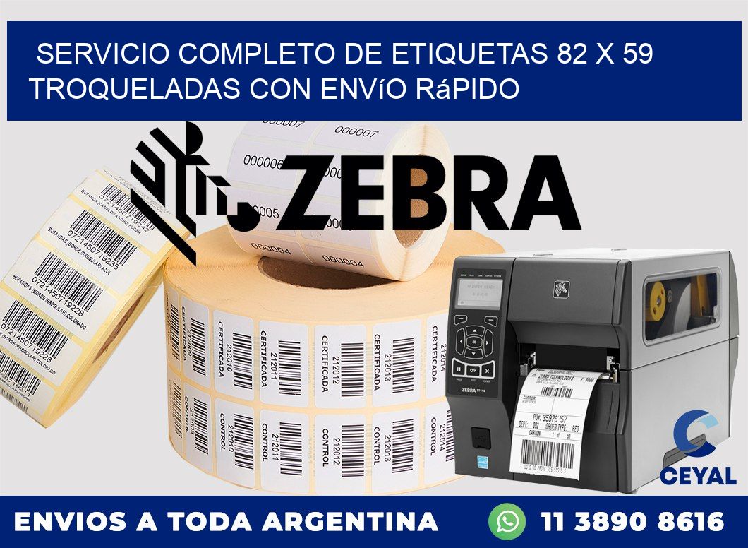 Servicio completo de etiquetas 82 x 59 troqueladas con envío rápido