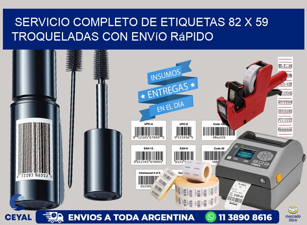 Servicio completo de etiquetas 82 x 59 troqueladas con envío rápido